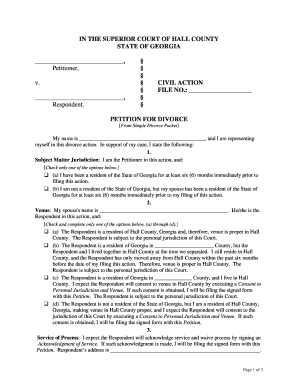 Georgia Petition for Divorce