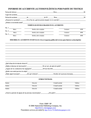 Informe de Accidente (Automovilístico) por Parte de Testigo