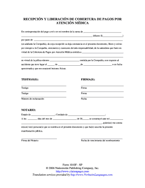 Formulario de Liberación de Cobertura de Pagos por Atención Médica