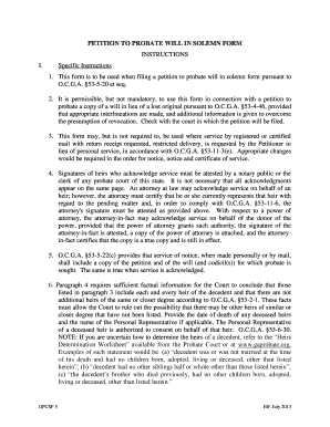 Petition to Probate Will in Solemn Form