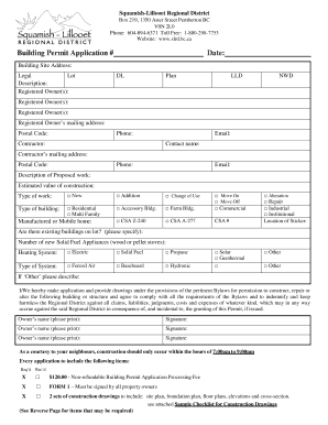 Squamish-Lillooet Building Permit Application