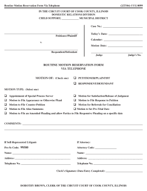 Routine Motion Reservation Form