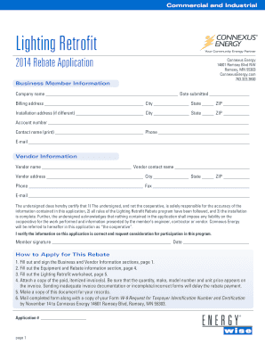 Lighting Retrofit 2014 Rebate Application