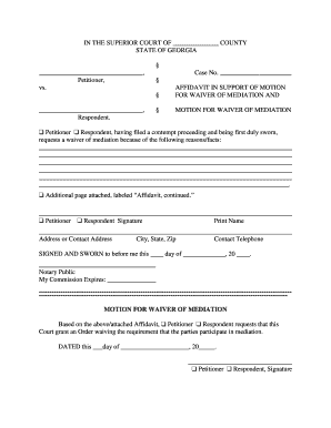 Affidavit in Support of Motion for Waiver of Mediation