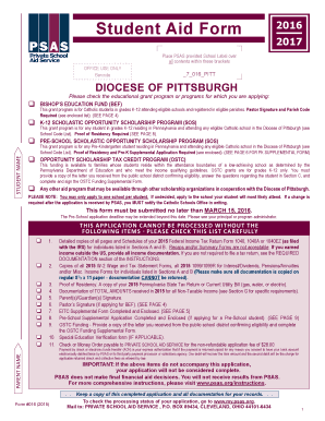Student Aid Form 2016