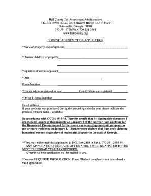 Georgia Homestead Exemption Application