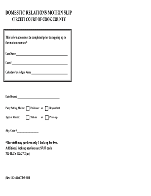 Domestic Relations Motion Slip
