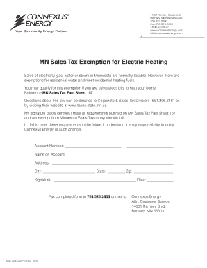 MN Sales Tax Exemption for Electric Heating