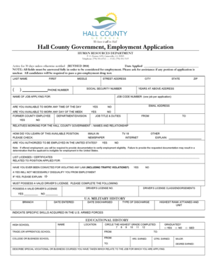 Hall County Government Employment Application