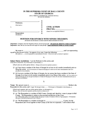 Georgia Divorce Petition with Minor Children
