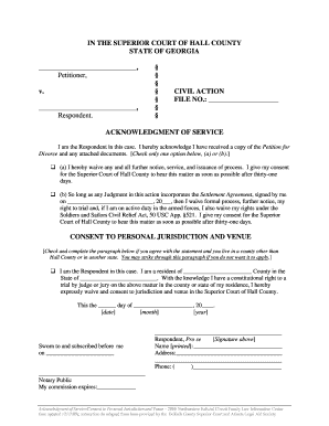 Acknowledgment of Service for Divorce