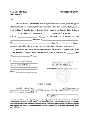 Georgia Witness Subpoena