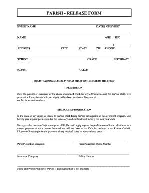 Parish Event Release Form