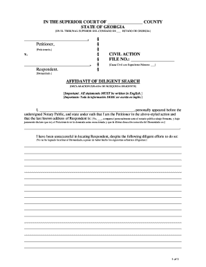 Affidavit of Diligent Search