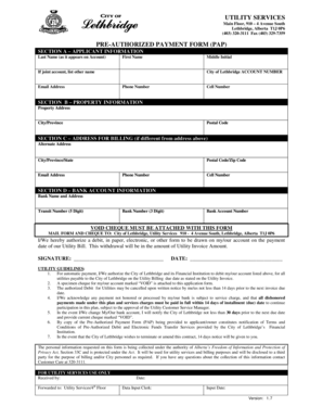 Pre-Authorized Payment Form for Utility Services