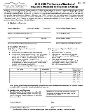 2015–2016 Verification of Household Members