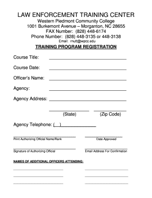 Law Enforcement Training Program Registration