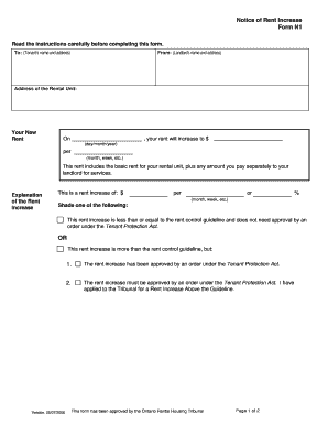 Ontario Rent Increase Notice Form N1
