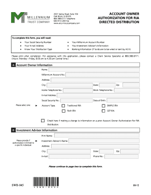 Account Owner Authorization for RIA Distribution