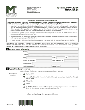 Millennium Trust Roth IRA Conversion Certification