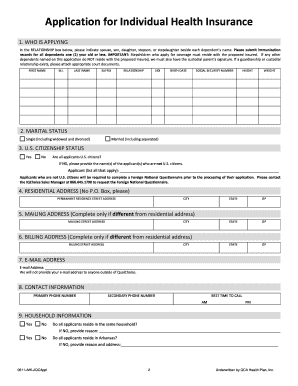 Application for Individual Health Insurance
