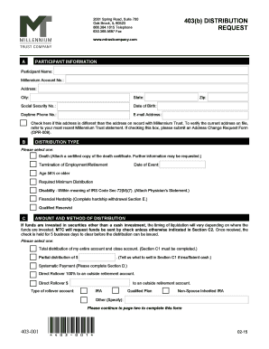 403(b) Distribution Request Form