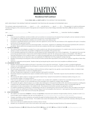 Darton State College Residence Hall Contract