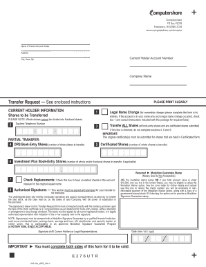 Computershare Stock Transfer Request Form