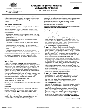 Australia Tourist Visa Application Form 48R