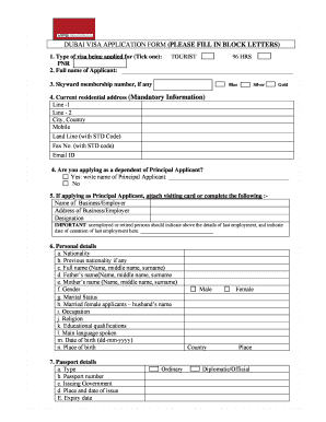 Dubai Visa Application Form