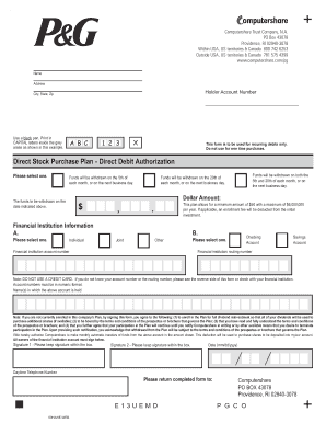 Direct Stock Purchase Plan - Direct Debit Authorization
