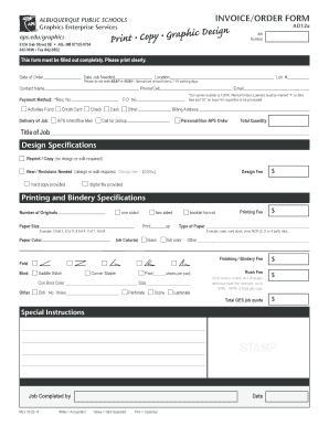 Albuquerque Public Schools Invoice Order Form