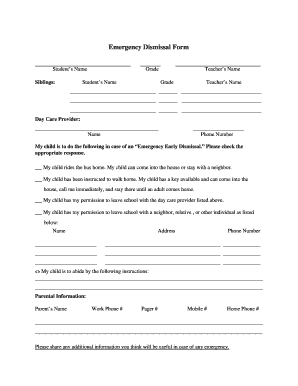 Emergency Dismissal Form