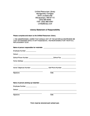 Library Statement of Responsibility