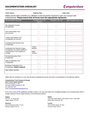 Computershare Account Opening Documentation Checklist