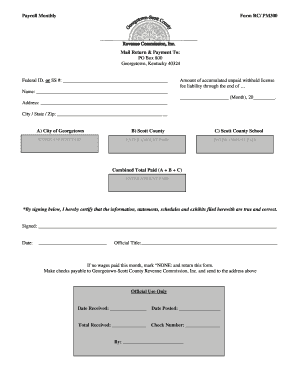 Payroll Monthly Form RC/PM300