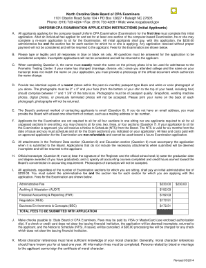 North Carolina CPA Exam Initial Application