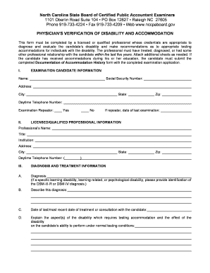 Physician's Verification of Disability and Accommodation
