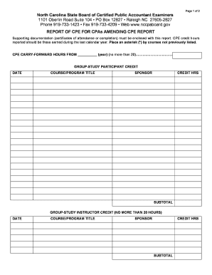 North Carolina CPE Report for CPAs