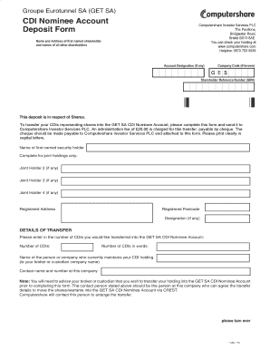 GET SA CDI Nominee Account Deposit Form