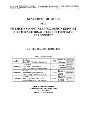 PPPL PRINCETON PLASMA PHYSICS LABORATORY Statement of Work