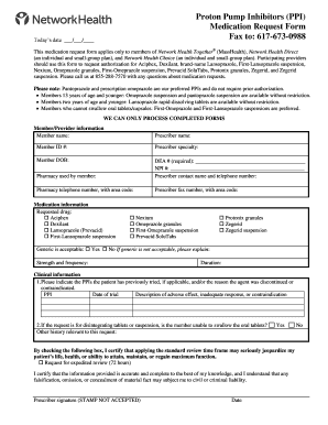 Medication Request Form for Proton Pump Inhibitors
