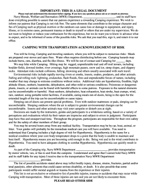 Camping with Transportation Waiver and Release