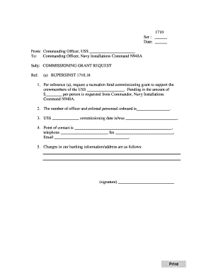 1710 Date From Commanding Officer USS To Commanding