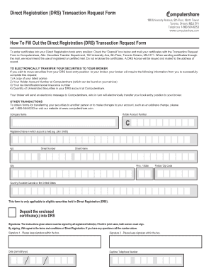 Direct Registration Transaction Request Form