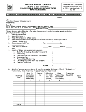 Gratuity Settlement Form