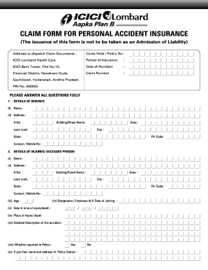 Personal Accident Insurance Claim Form