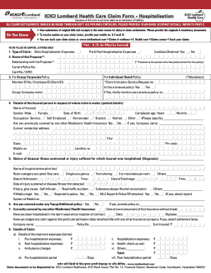 ICICI Lombard Health Care Claim Form