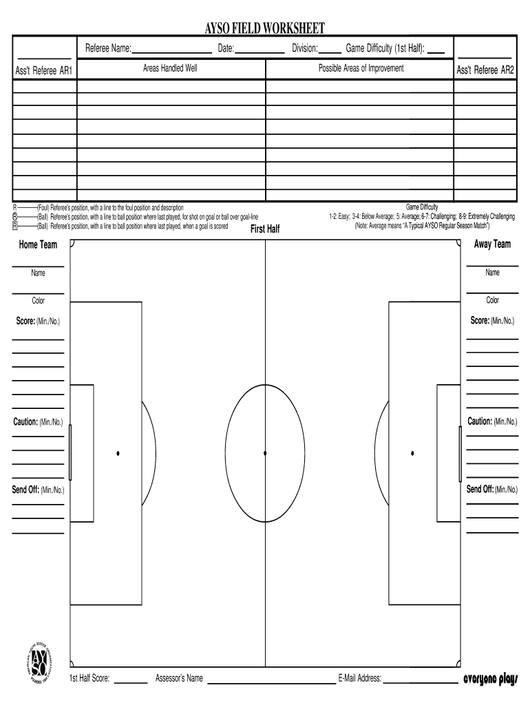 Fillable Online ayso AYSO Field Workheet AYSO Fax Email Print - pdfFiller