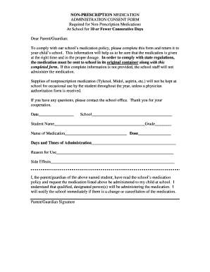 Non-Prescription Medication Administration Consent Form